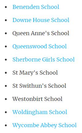 利用11+普通入学考试作为录取环节的学校名称 利用11+普通入学考试作为录取环节的学校名称