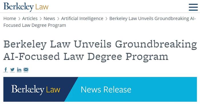 加州伯克利分校推出AI法律硕士学位
