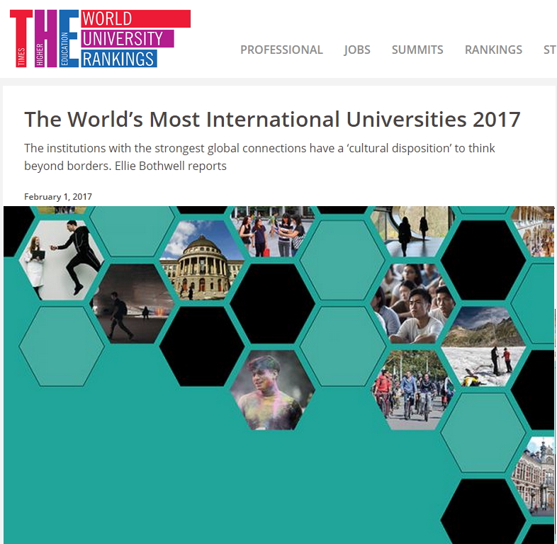 2017年&ldquo;全球最国际化大学&rdquo;完整榜单